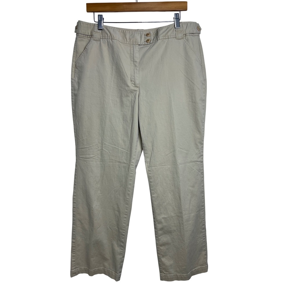 Talbots Chino Pants Women 16P Beige Khaki Stretch Cotton Straight Leg Petite D13